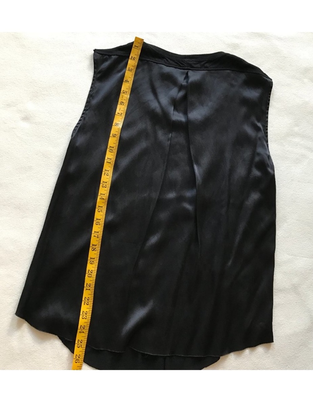 Raquel Allegra Black Silk Tunic Top Sleeveless Pleated Raw Hem Size 1 Small - Picture 10 of 12